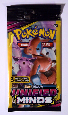 POKÉMON SUN & MOON UNIFIED MINDS 3 Card Booster Pack 2019