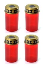 4er Set Solar LED Grablicht mit Dämmerungssensor | Grabkerze | Grablampe