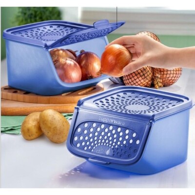 2x Tupperware Onion Garlic N All Potato Keeper Smart Container 2.3L FREE SHIP