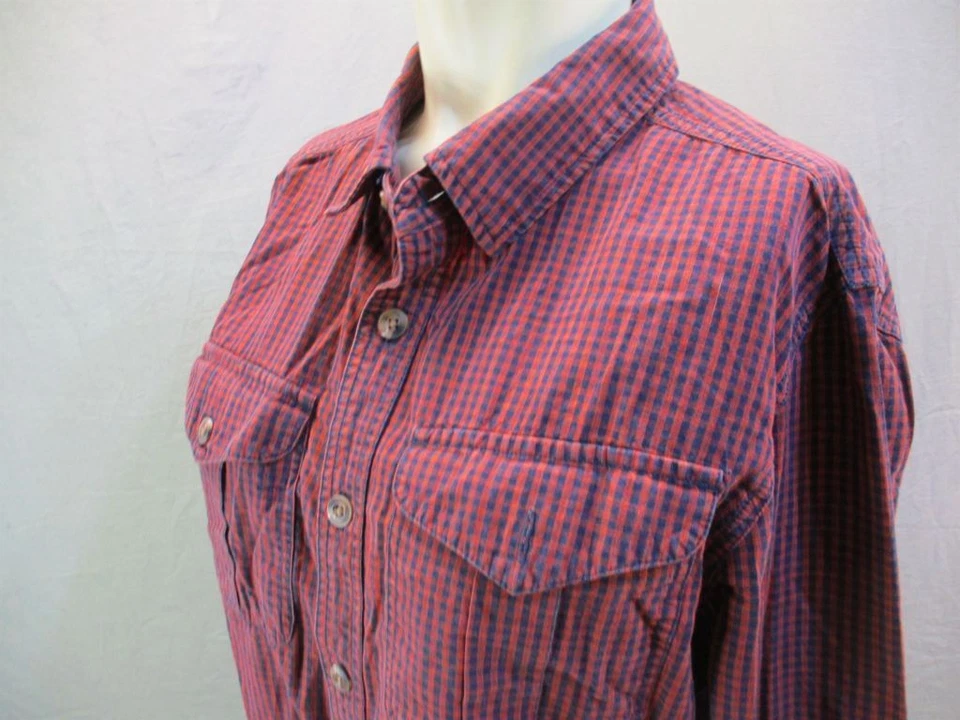 Prana Size S Mens Burgundy/Blue Long Sleeve Organic Cotton Button-Up Shirt 7Y648 - Image 4 of 4