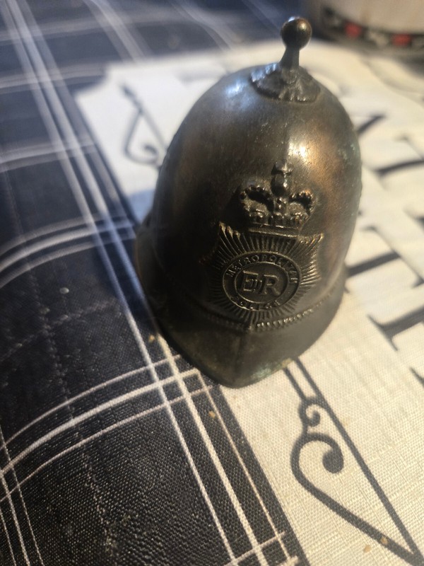 Helmet Shape Metal Bell London ER Metropolitan police Figural Helmet