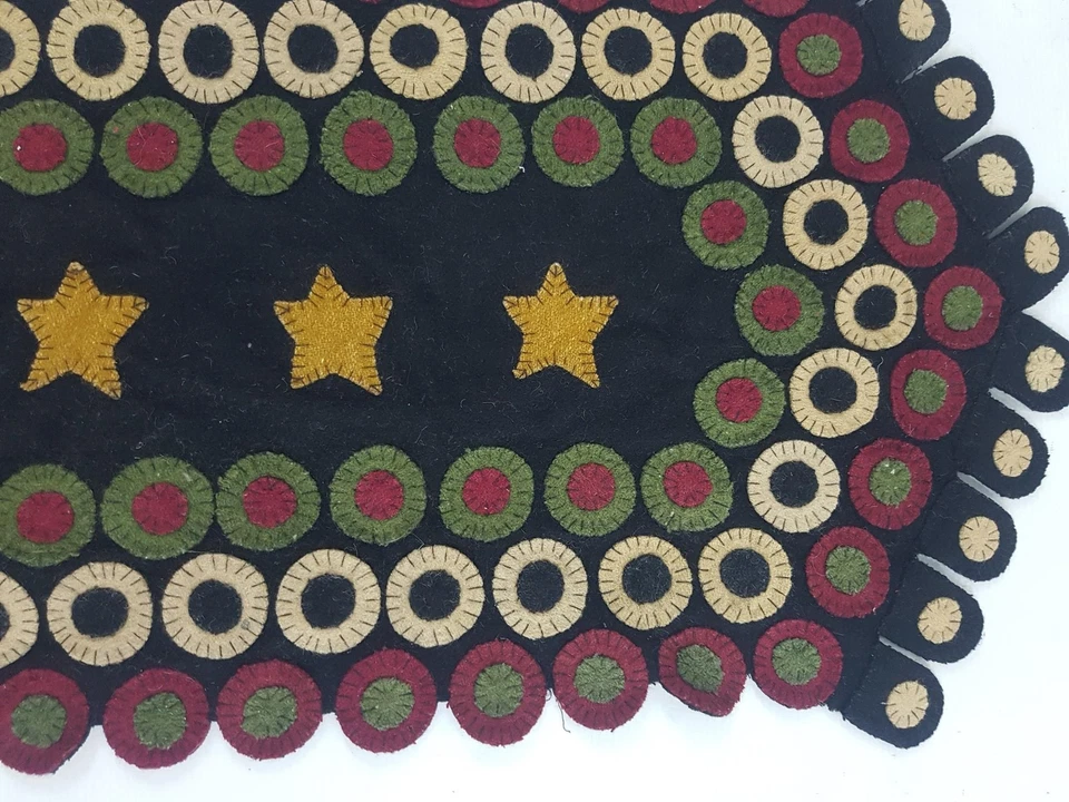 Vintage Beautiful Primitive Penny Rug Runner 32x16 inches - Image 4 of 4