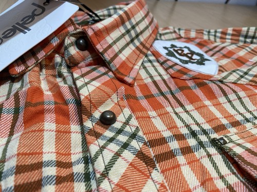 Pelle Pelle NEW Flannel Long Sleeve Shirt NWT 6XL Dress Button Up Jacket Orange - Picture 5 of 12