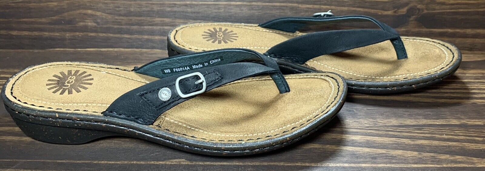 Ugg Australia Kamiko Black Leather Thong Sandals … - image 4