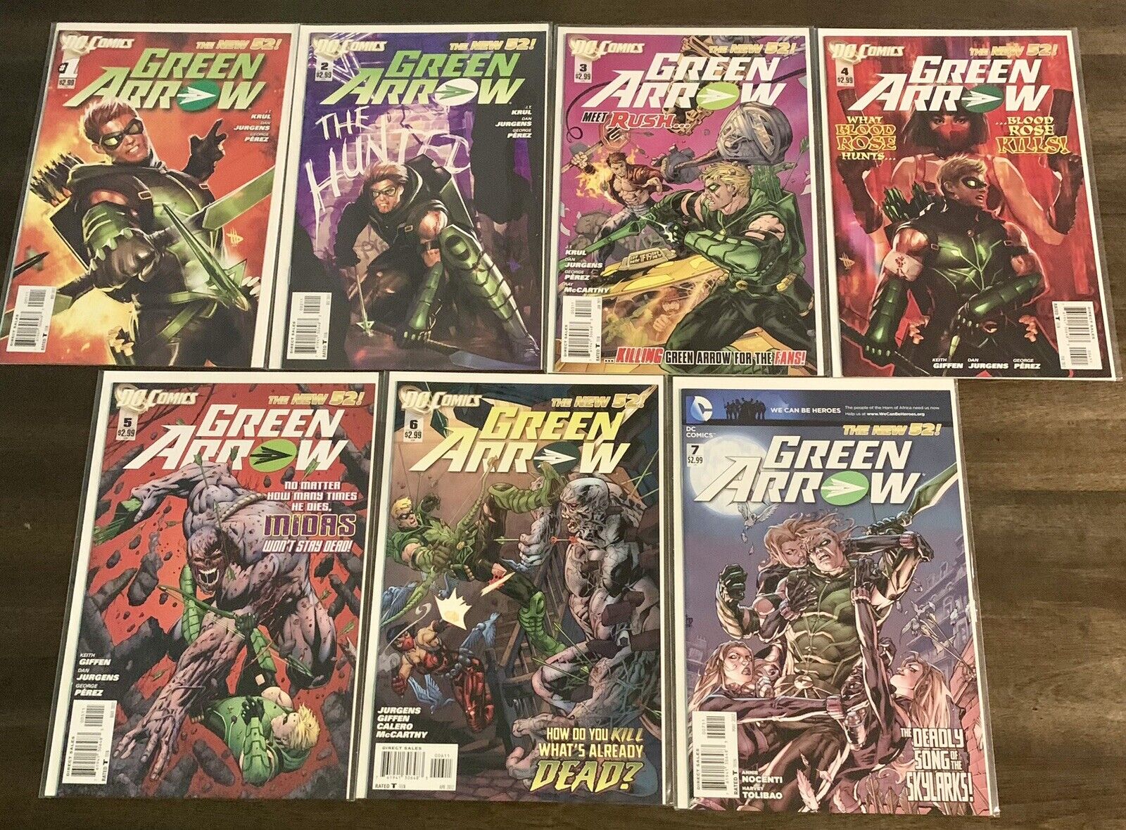 Green Arrow #1 - #7 Lot Of Comic Books (DC Comics July 2012)