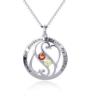KX Always My Daughter Forever My Friend Herz Kette Anhänger 925 Sterling Silber 