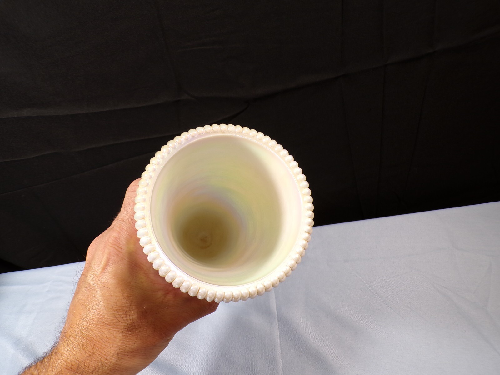 Westmoreland Milk Glass Carnival Glass MOP Argonaut Dolphin Footed Vase