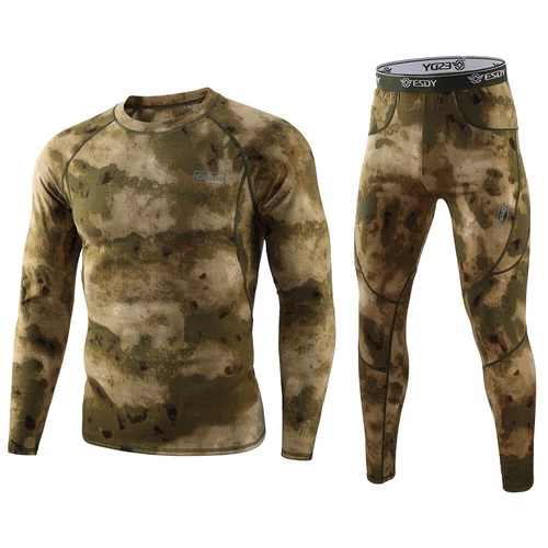 Men's Thermal Warm Underwear Set, Compression Base Layer Workout Top & Bottom