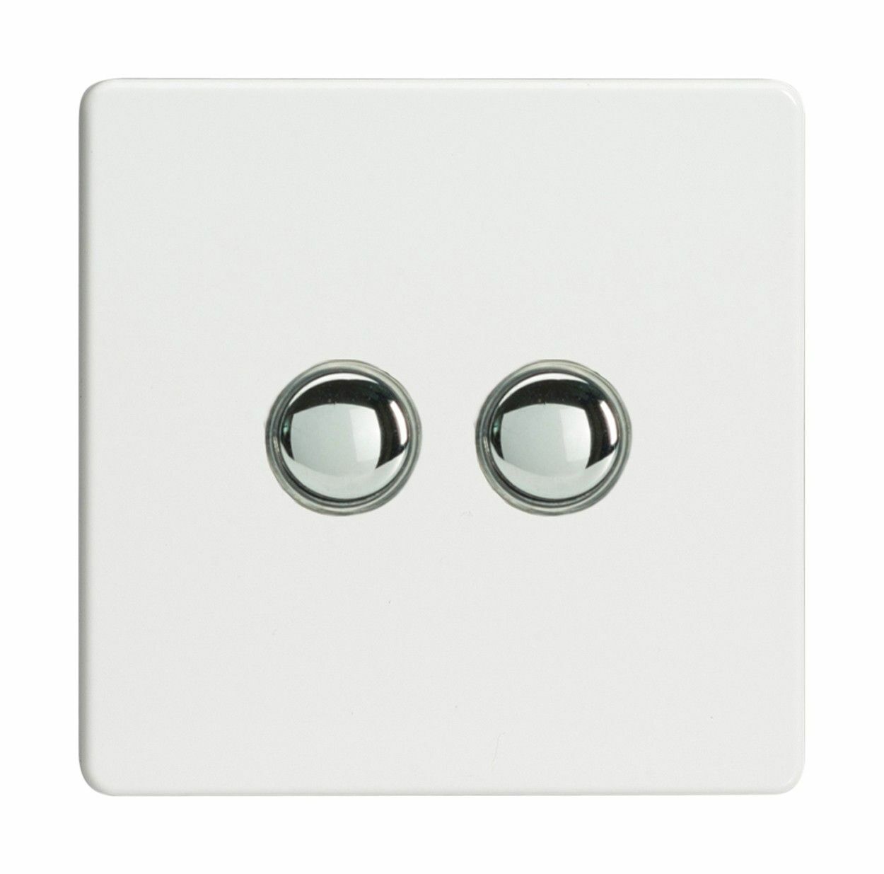Varilight XDQP2S Screwless Premium White 2 Gang 6A 1 or 2 Way Impulse Switch