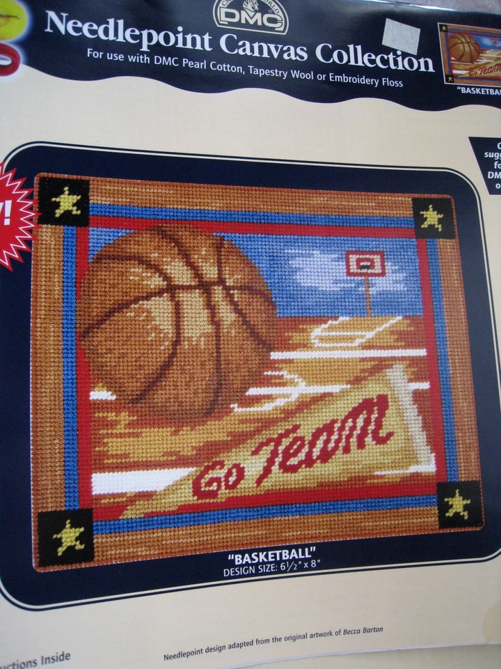 DMC Printed Needlepoint Canvas, BASKETBALL,Sport,Pearl Cotton,Floss,Wool,NC028 - Image 2 of 4