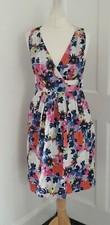 Great Plains Floral fit & flare summer party tea dress pockets sz L 12 14