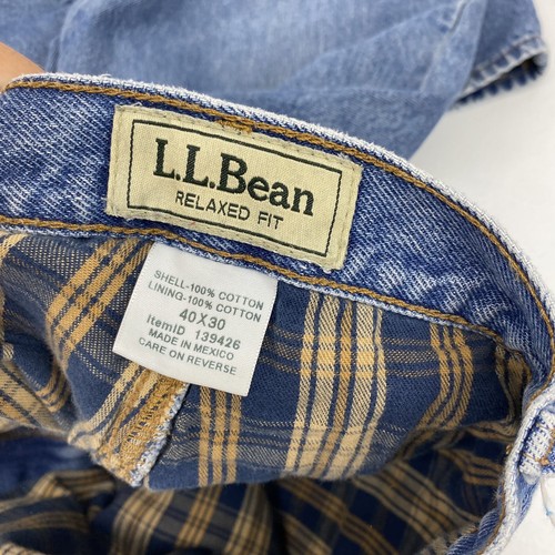 LL Bean Jeans Mens Size 40(38)X30 Flannel Workwear outdoor lined thermal Cotton - Picture 5 of 12