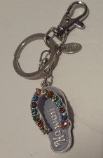 Hawaiian Flip Flop keychain blue multicolor diamond sparkles Hawaii aloha tag