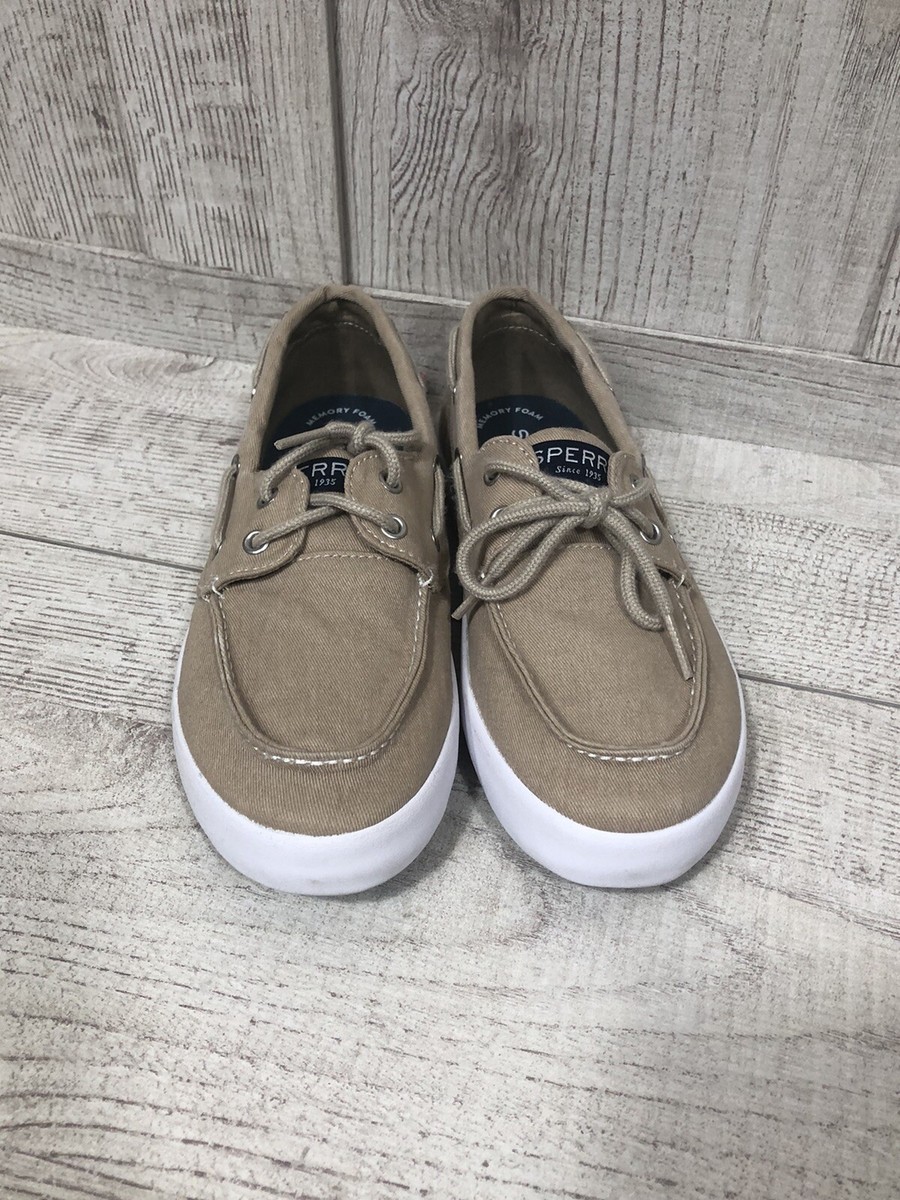 Sperry Men\'s sz 13 Top Sider Halyard Boat Deck Shoe Canvas Taupe Slip On Comfort Sperry Top-Sider Halyard Tan Taupe Kaki Canvas Girls Boat  main image 2