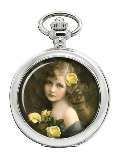 Viktorianisch Mädchen mit Gelb Rosen Taschenuhr - Bild 1 von 4