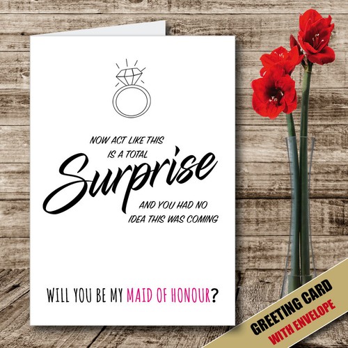 FUNNY Wedding Card BRIDESMAID SURPRISE greeting card Personalised Bride 110 - Picture 5 of 7