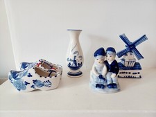 Delft Ceramic Blue And White Decorative Ornamens/ Souvenirs X 4 Made In Holland
