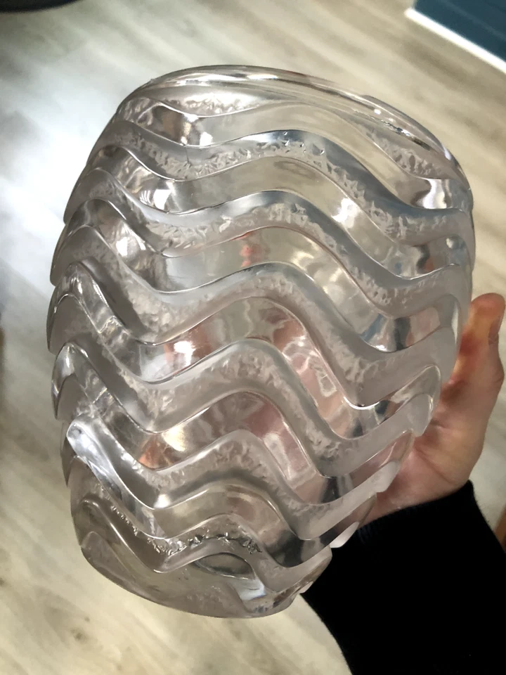 Ancien Vase Cristal signé René LALIQUE Modèle Méandres - Photo 3/4