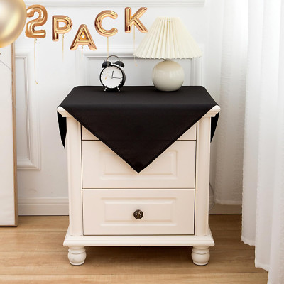 2 Pack Small Square Tablecloth 24 X 24 Inch Black, Stain and Wrinkle Resistant W