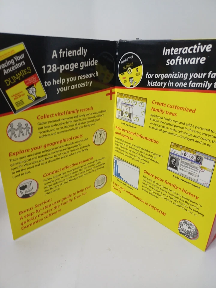 Family Tree For Dummies Software (PC CD-ROM) + Reference Book NEW Sealed - Image 2 of 4