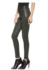 New 998 J Brand Stretch Lamb Leather Skinny Pants Grey Zip Ankle L8001 Sz 24