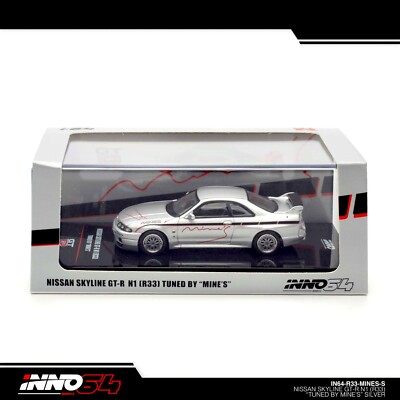 INNO64 - Nissan Skyline GT-R (R33) ''TUNED BY MINE'S'' Silver - IN64-R33-MINES-S