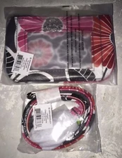 VERA BRADLEY Zip ID & Lanyard CHEERY BLOSSOMS Badge Holder Key Ring RARE NWT