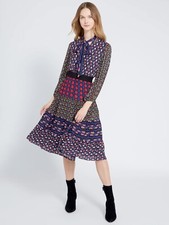 NWT $495 Alice + Olivia Karolina Paneled Blouson-Sleeve Midi Dress!