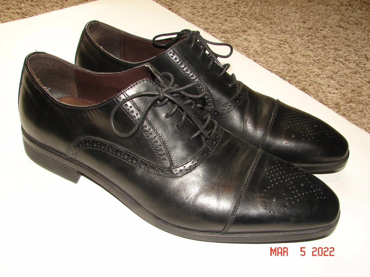 Men s SAKS FIFTH AVE Leather BLACK SHOES HAMLIN CAPTOE STYLE Size 13 NICE