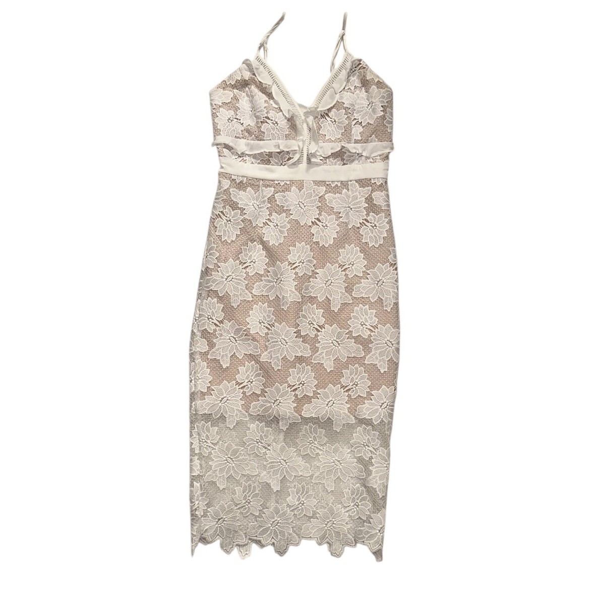 Bardot ~ Vienna Lace Overlay Womens Off-White/Nude Midi Dress ~ Size 4 Bardot ~ Vienna Lace Overlay Womens Off-White/Nude Midi Dress ~ Size 4