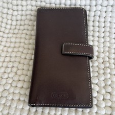 Authentic Coach Womens Leather Snap Closure Bi Fold Cardholder Wallet Brown
