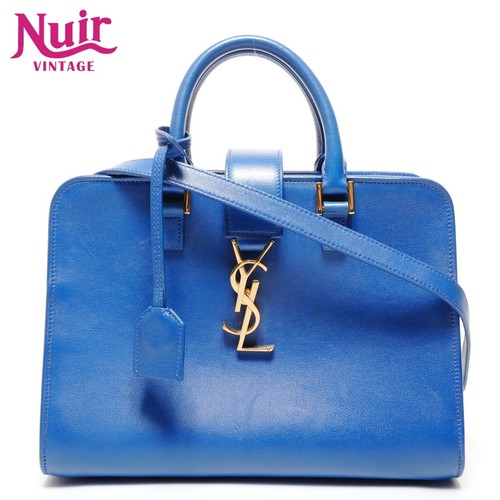 Yves Saint Laurent Shoulder Bag Leather 2way Baby Cabas Tote Blue Used
