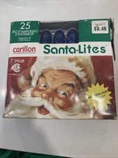 Vintage Carillon Santa Lites 25 Outdoor Lights / 7 Watt / Still On Card -Tested
