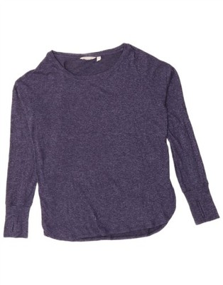 Athleta Damen Top Langarm UK 14 Medium Navy Blau Gefleckt Viskose CW15
