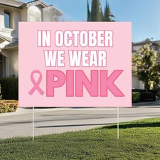 Breast Cancer Awareness Yard Sign Pink Ribbon Support Lawn Sign Outdoor Display