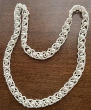 Vintage 2000 White Faux Pearl Necklace 26 In Lightweight Acrylic Over The Head