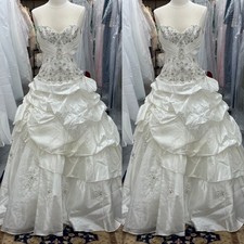 Exquisite Wedding Dresses Straplss Ruched Beading A Line Sweep Train Bridal Gown