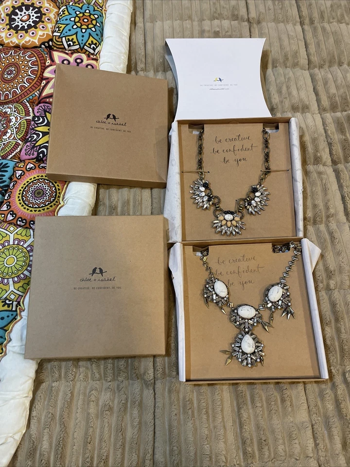 Chloe & Isabel BlueAndPeach,Crystal & WhiteStoneAndCrystalStatement Necklaces - Image 2 of 4