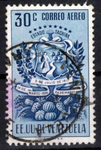 Venezuela C377 Used Air Post Coat of Arms Fruit Zayix Stamps