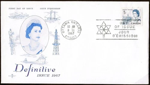 🍁Canada  #458     "QUEEN ELIZABETH II"   Fine Used  1967  First Day Cover