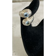 VTG Genuine Sky Blue Topaz Sterling Silver 925 Wrap Ring Sz 6.75