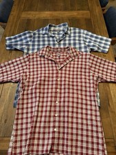 Van Heusen XLT 17-17 1/2 Men's Button Up Dress Shirts x2 of them Plaid Blue/Red