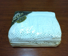 Set lenzuola queen size vintage Pequot senza ferro percalle pizzo ricamato cottage nuove con scatola