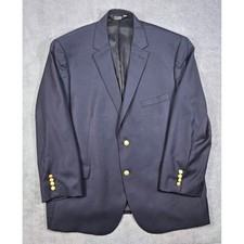 Jos A Bank Mens Navy Blue Traveler's Collection Wool Blazer Coat 50 Regular