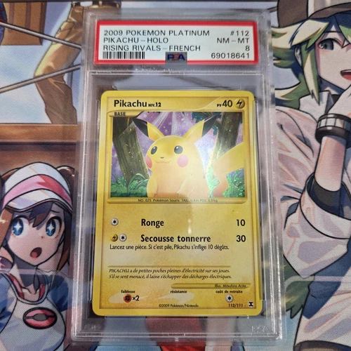 French Pokemon Pikachu Niv.12 Platinum Rising Rivals 112/111 PSA 8 NM-MT