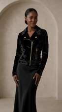 Urban Retro Crushed Velvet Moto Jacket with G...