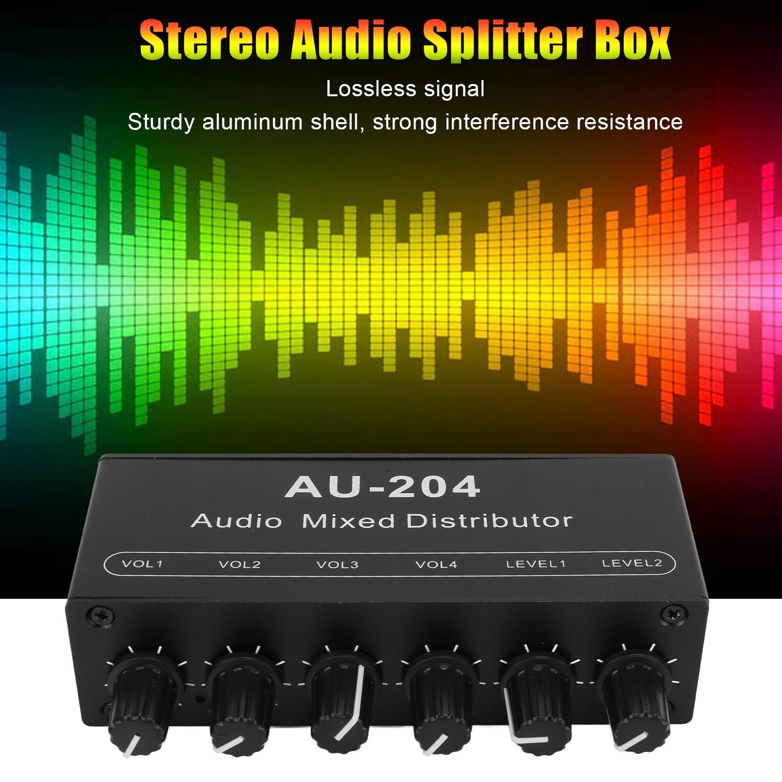 Stereo Audio Splitter Box Mini Preamplifier 2 Way Input Headphone Amplifier