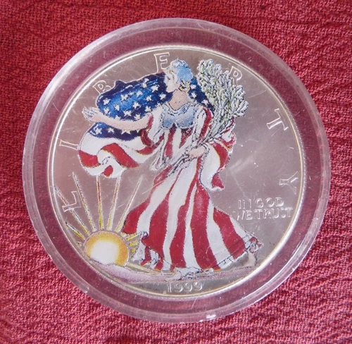 1999 American $1 Silver Eagle - Colorized - 1 Troy Ounce .999 Fine Silver - NR
