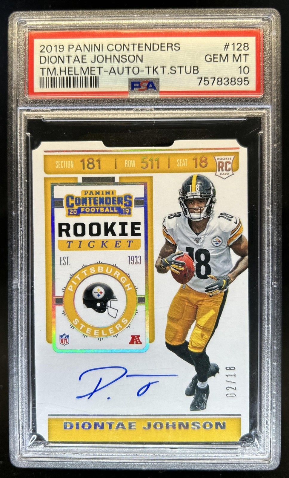 Diontae Johnson Panini Contenders #128 Variation-Autograph-Ticket Stub