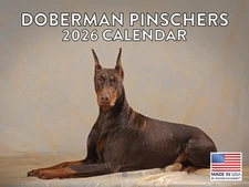 Doberman Calendar 2026 Monthly Wall Calender 12 Month